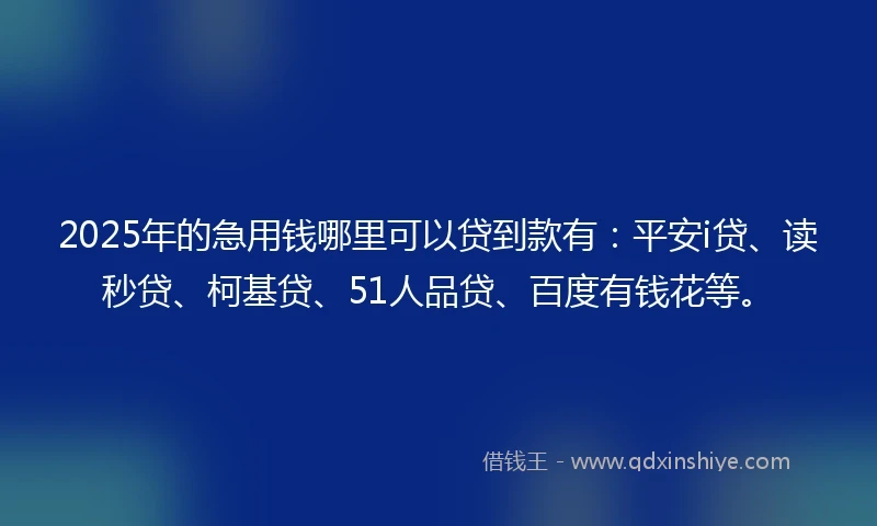 2025年的急用钱哪里可以贷到款有：平安i贷、读秒贷、柯基贷、51人品贷、百度有钱花等。