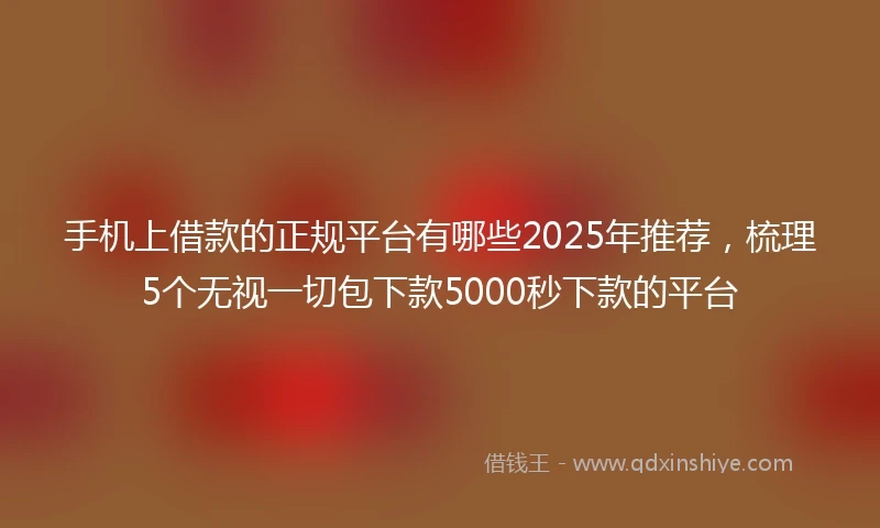 手机上借款的正规平台有哪些2025年推荐，梳理5个无视一切包下款5000秒下款的平台