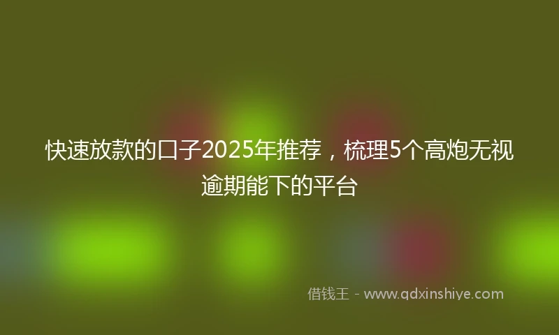 快速放款的口子2025年推荐，梳理5个高炮无视逾期能下的平台