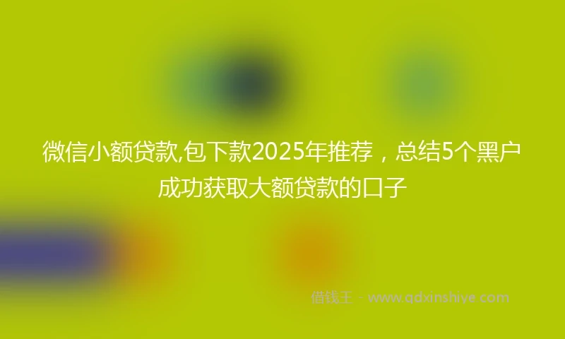 微信小额贷款,包下款2025年推荐,总结5个黑户成功获取大额贷款的口子