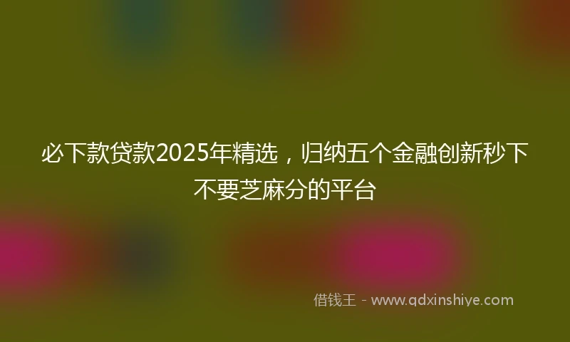 必下款贷款2025年精选，归纳五个金融创新秒下不要芝麻分的平台
