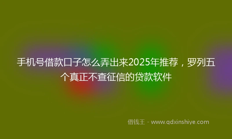 手机号借款口子怎么弄出来2025年推荐，罗列五个真正不查征信的贷款软件