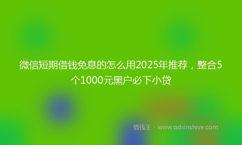 微信短期借钱免息的怎么用2025年推荐，整合5个1000元黑户必下小贷