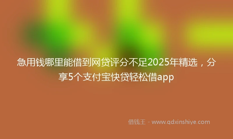 急用钱哪里能借到网贷评分不足2025年精选，分享5个支付宝快贷轻松借app