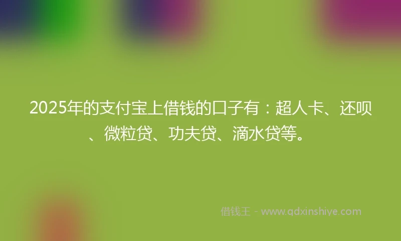 2025年的支付宝上借钱的口子有：超人卡、还呗、微粒贷、功夫贷、滴水贷等。