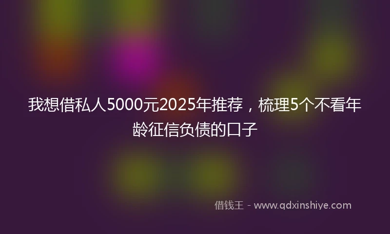 我想借私人5000元2025年推荐，梳理5个不看年龄征信负债的口子