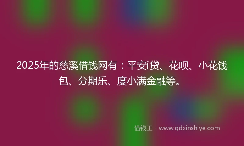 2025年的慈溪借钱网有：平安i贷、花呗、小花钱包、分期乐、度小满金融等。