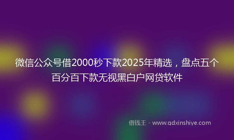 微信公众号借2000秒下款2025年精选，盘点五个百分百下款无视黑白户网贷软件
