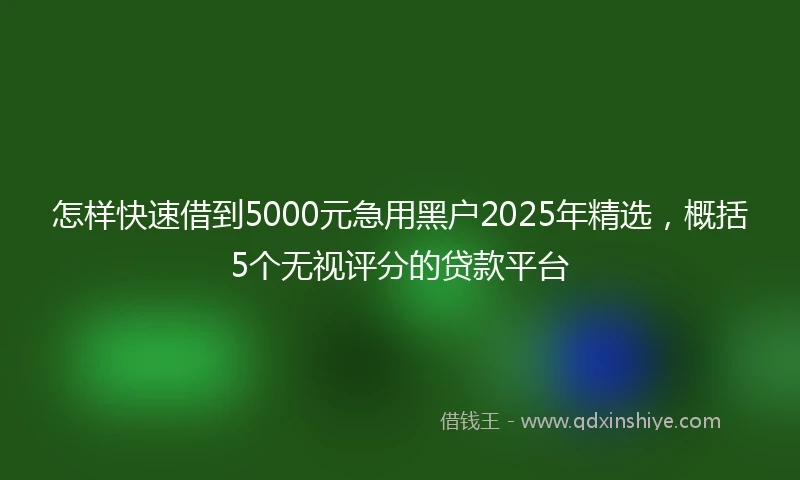怎样快速借到5000元急用黑户2025年精选，概括5个无视评分的贷款平台