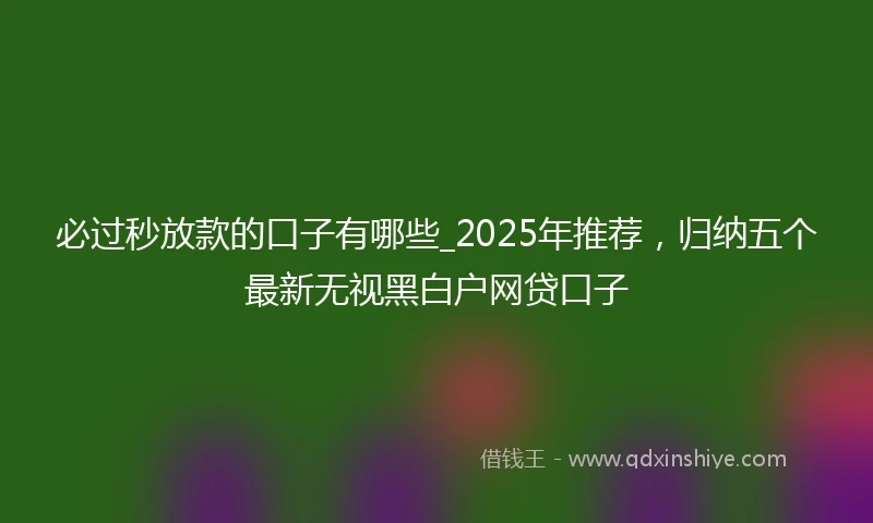 必过秒放款的口子有哪些_2025年推荐，归纳五个最新无视黑白户网贷口子