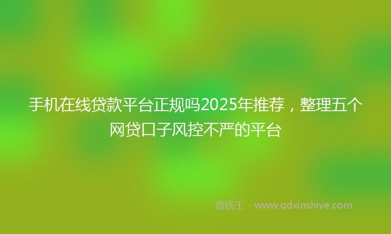 手机在线贷款平台正规吗2025年推荐，整理五个网贷口子风控不严的平台