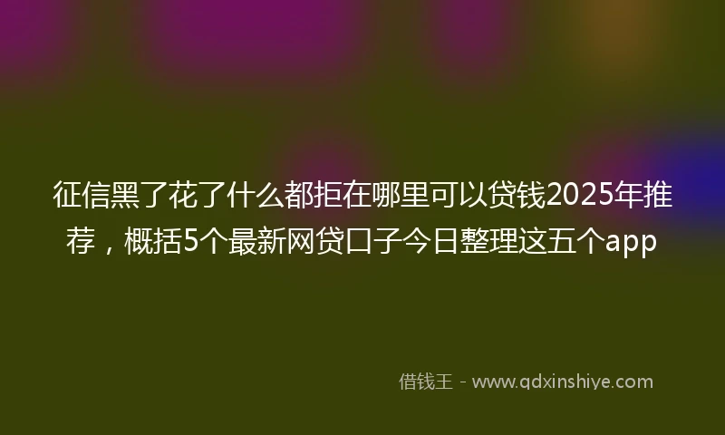 征信黑了花了什么都拒在哪里可以贷钱2025年推荐，概括5个最新网贷口子今日整理这五个app