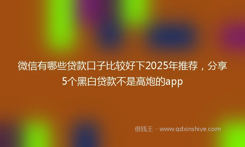 微信有哪些贷款口子比较好下2025年推荐，分享5个黑白贷款不是高炮的app
