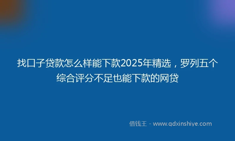 找口子贷款怎么样能下款2025年精选，罗列五个综合评分不足也能下款的网贷