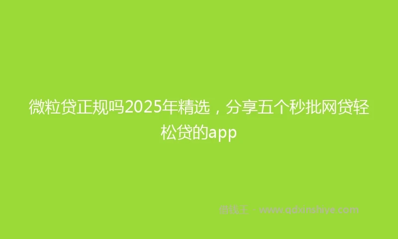 微粒贷正规吗2025年精选,分享五个秒批网贷轻松贷的app