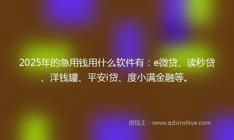 2025年的急用钱用什么软件有：e微贷、读秒贷、洋钱罐、平安i贷、度小满金融等。