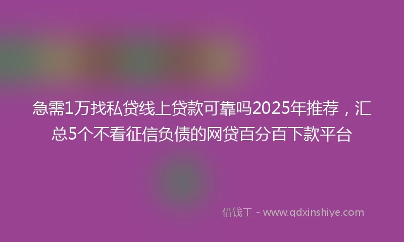 急需1万找私贷线上贷款可靠吗2025年推荐，汇总5个不看征信负债的网贷百分百下款平台