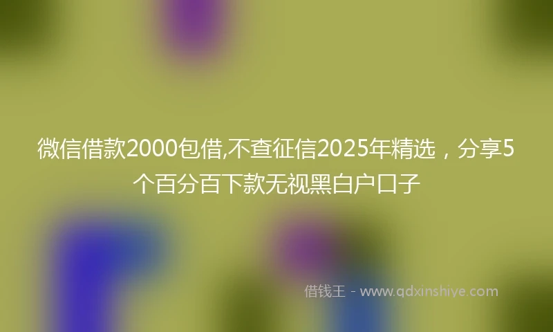 微信借款2000包借,不查征信2025年精选,分享5个百分百下款无视黑白户口子