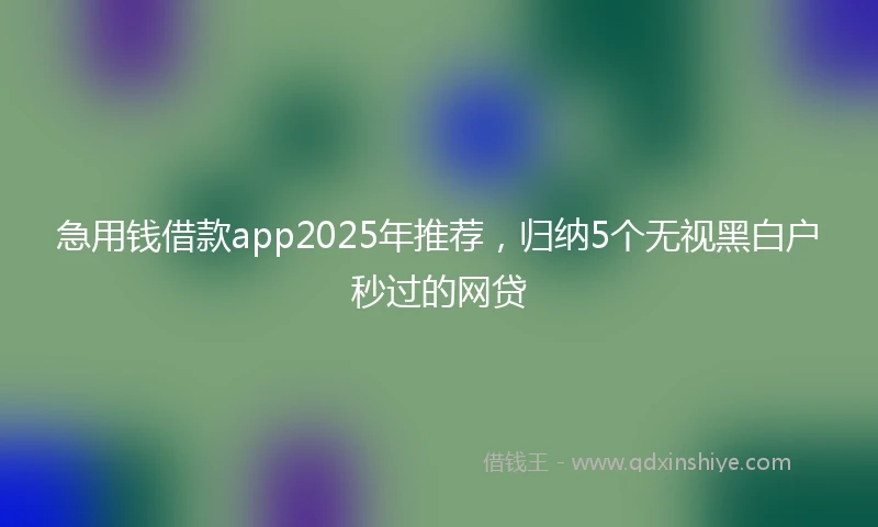 急用钱借款app2025年推荐，归纳5个无视黑白户秒过的网贷