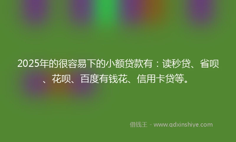 2025年的很容易下的小额贷款有：读秒贷、省呗、花呗、百度有钱花、信用卡贷等。
