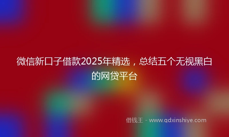 微信新口子借款2025年精选，总结五个无视黑白的网贷平台