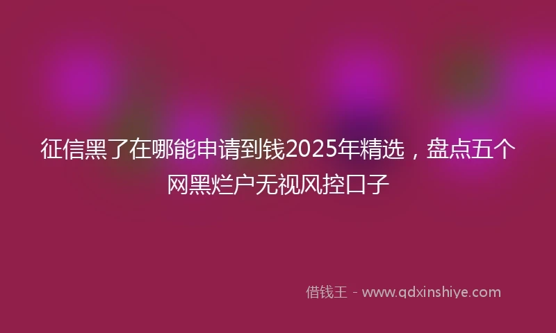 征信黑了在哪能申请到钱2025年精选，盘点五个网黑烂户无视风控口子