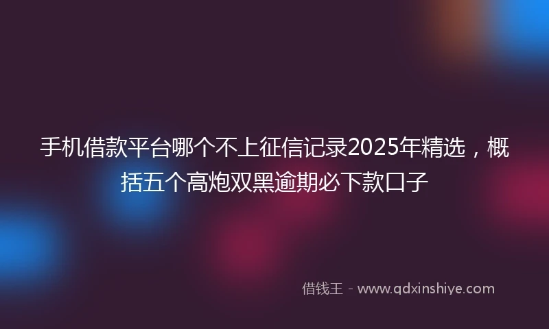 手机借款平台哪个不上征信记录2025年精选，概括五个高炮双黑逾期必下款口子