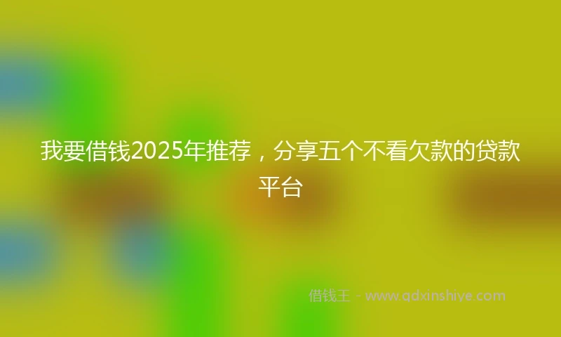 我要借钱2025年推荐，分享五个不看欠款的贷款平台