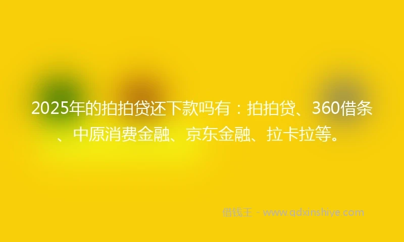 2025年的拍拍贷还下款吗有：拍拍贷、360借条、中原消费金融、京东金融、拉卡拉等。