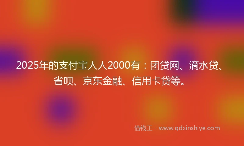 2025年的支付宝人人2000有：团贷网、滴水贷、省呗、京东金融、信用卡贷等。