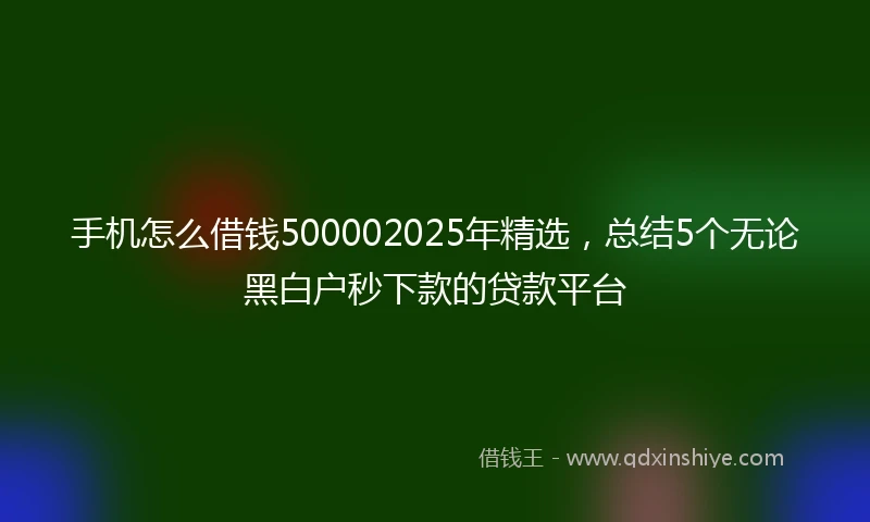 手机怎么借钱500002025年精选，总结5个无论黑白户秒下款的贷款平台