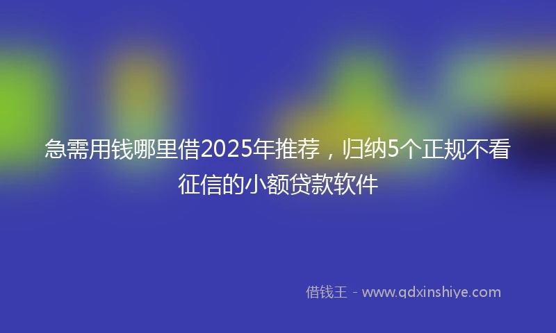急需用钱哪里借2025年推荐，归纳5个正规不看征信的小额贷款软件