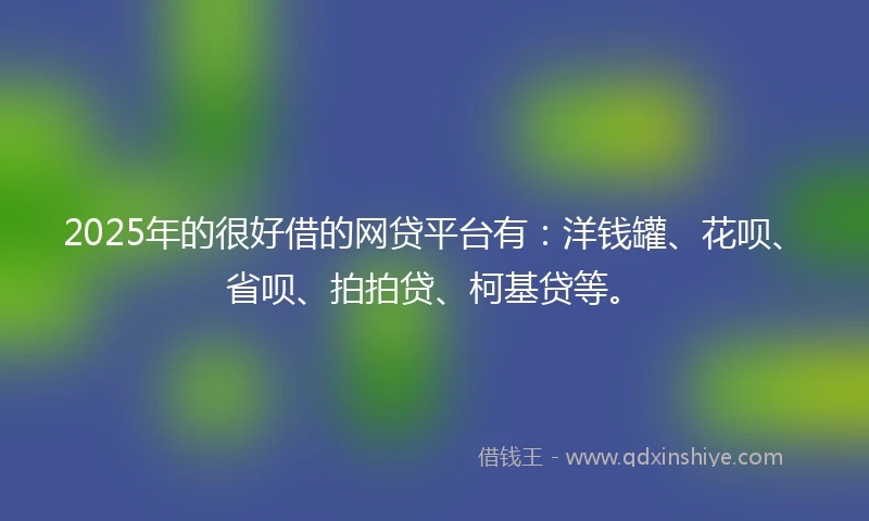 2025年的很好借的网贷平台有：洋钱罐、花呗、省呗、拍拍贷、柯基贷等。