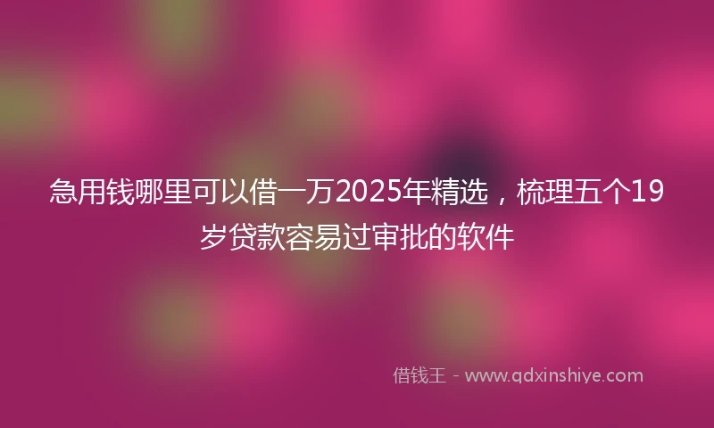 急用钱哪里可以借一万2025年精选，梳理五个19岁贷款容易过审批的软件