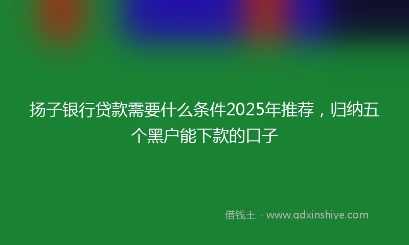 扬子银行贷款需要什么条件2025年推荐，归纳五个黑户能下款的口子