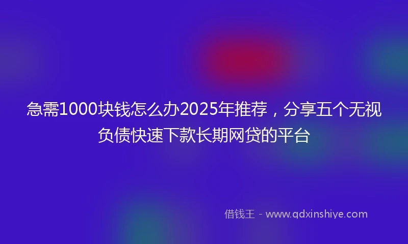 急需1000块钱怎么办2025年推荐，分享五个无视负债快速下款长期网贷的平台
