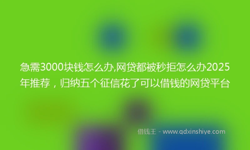 急需3000块钱怎么办,网贷都被秒拒怎么办2025年推荐，归纳五个征信花了可以借钱的网贷平台