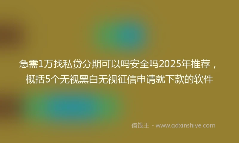 急需1万找私贷分期可以吗安全吗2025年推荐，概括5个无视黑白无视征信申请就下款的软件