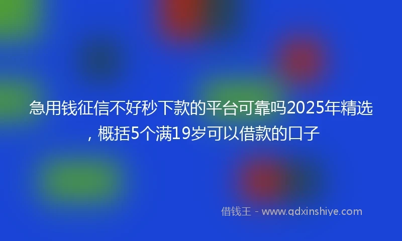 急用钱征信不好秒下款的平台可靠吗2025年精选，概括5个满19岁可以借款的口子