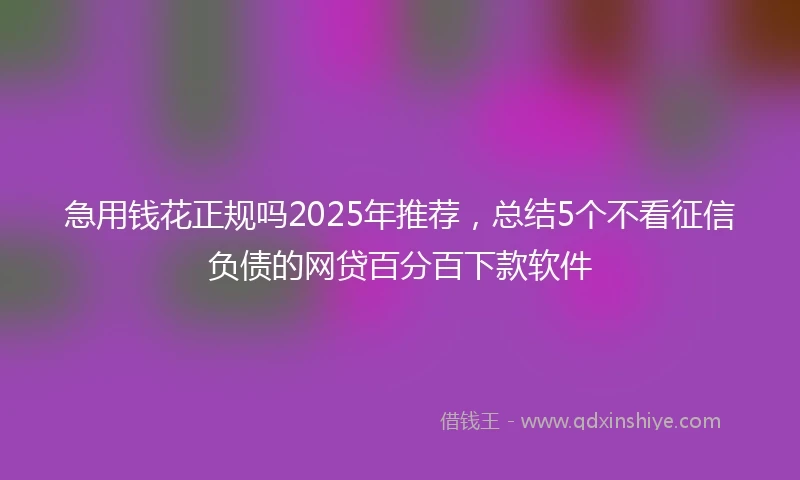 急用钱花正规吗2025年推荐，总结5个不看征信负债的网贷百分百下款软件