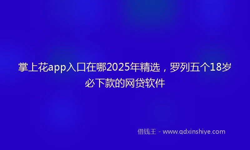 掌上花app入口在哪2025年精选，罗列五个18岁必下款的网贷软件