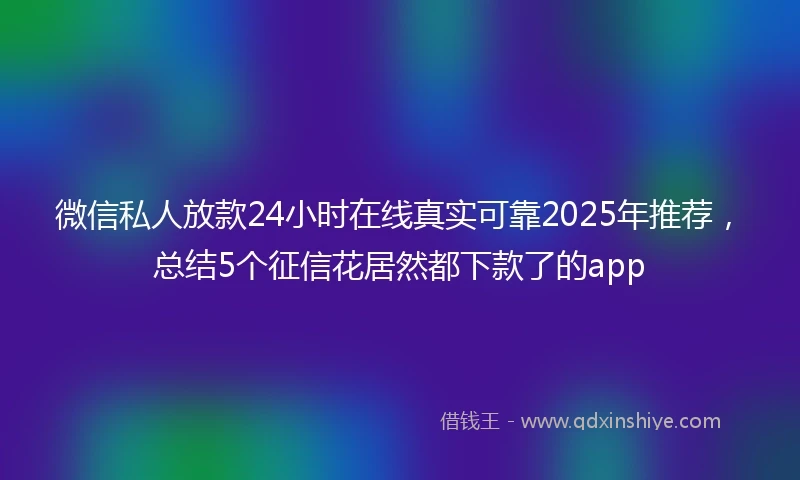 微信私人放款24小时在线真实可靠2025年推荐，总结5个征信花居然都下款了的app