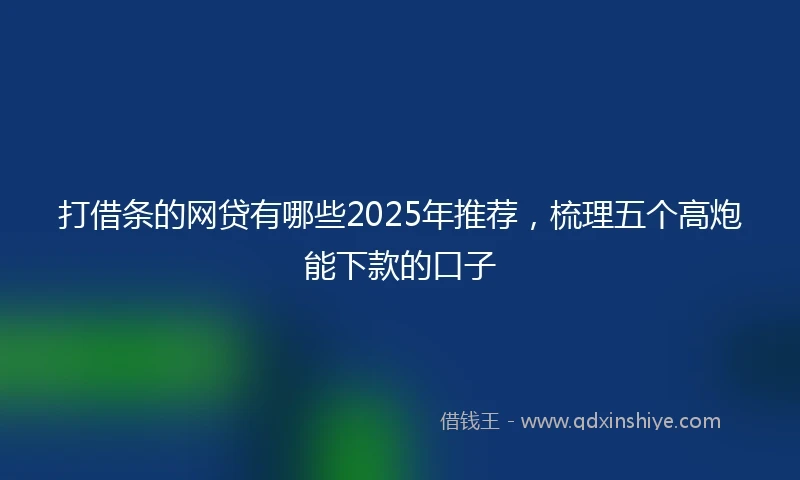 打借条的网贷有哪些2025年推荐，梳理五个高炮能下款的口子