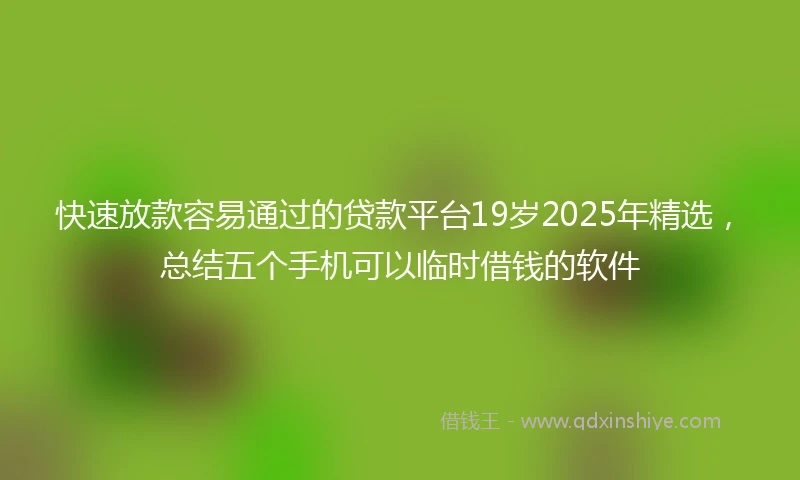 快速放款容易通过的贷款平台19岁2025年精选，总结五个手机可以临时借钱的软件