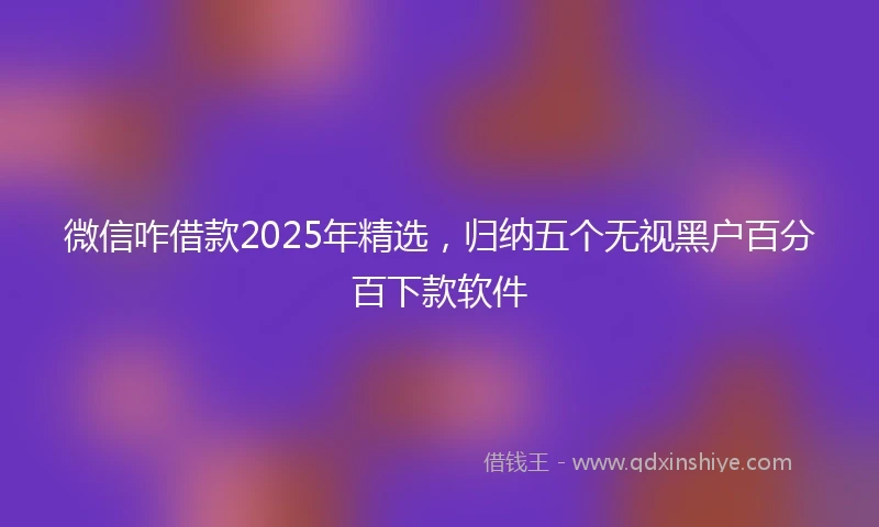 微信咋借款2025年精选,归纳五个无视黑户百分百下款软件
