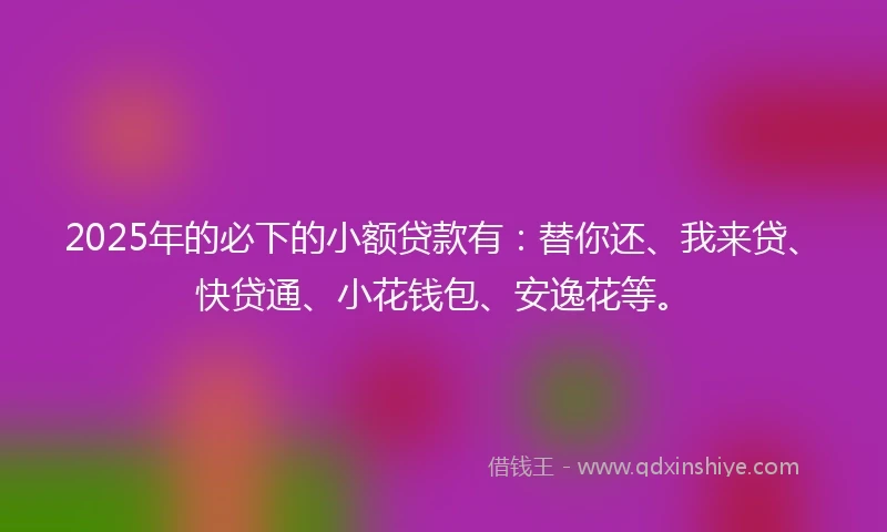 2025年的必下的小额贷款有：替你还、我来贷、快贷通、小花钱包、安逸花等。