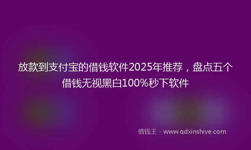 放款到支付宝的借钱软件2025年推荐，盘点五个借钱无视黑白100%秒下软件
