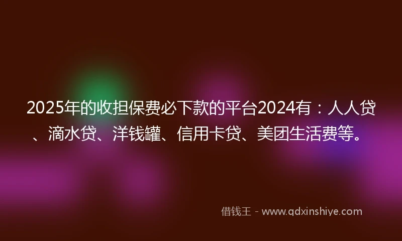 2025年的收担保费必下款的平台2024有：人人贷、滴水贷、洋钱罐、信用卡贷、美团生活费等。