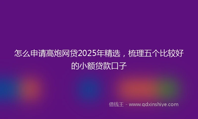 怎么申请高炮网贷2025年精选，梳理五个比较好的小额贷款口子