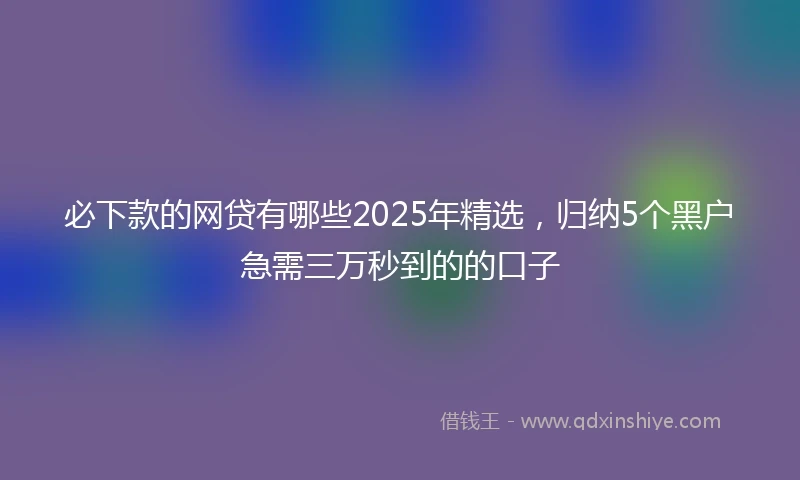 必下款的网贷有哪些2025年精选，归纳5个黑户急需三万秒到的的口子